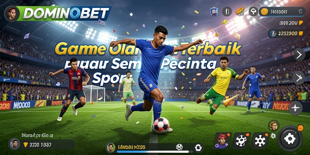 Screenshot gameplay DOMINOBET dengan aksi olahraga yang mendebarkan.