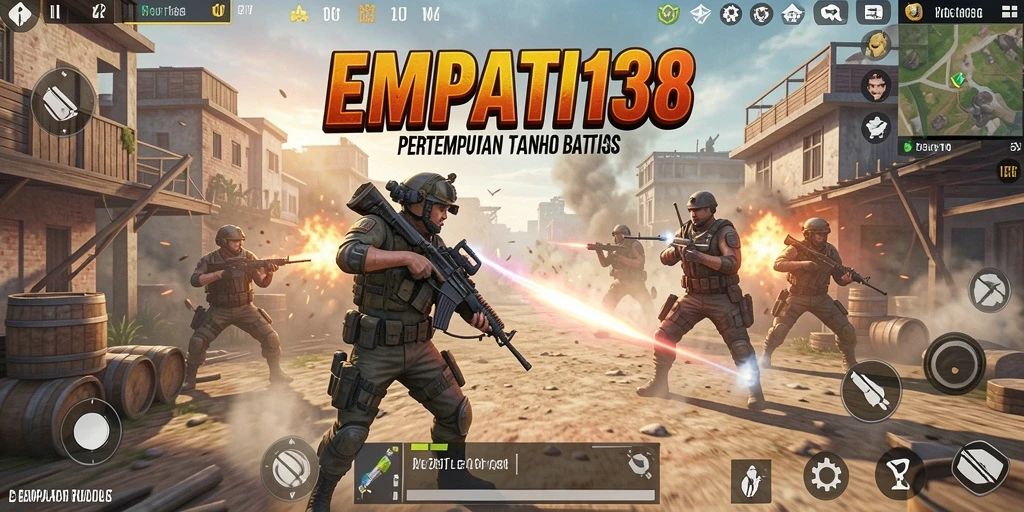 Screenshot gameplay <strong>EMPATI138</strong> menampilkan aksi Battle Royale yang mendebarkan.