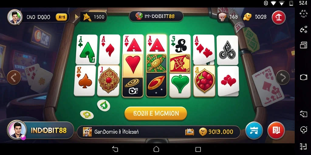 Tangkapan layar permainan INDOBIT88 yang menunjukkan gameplay Domino yang seru.