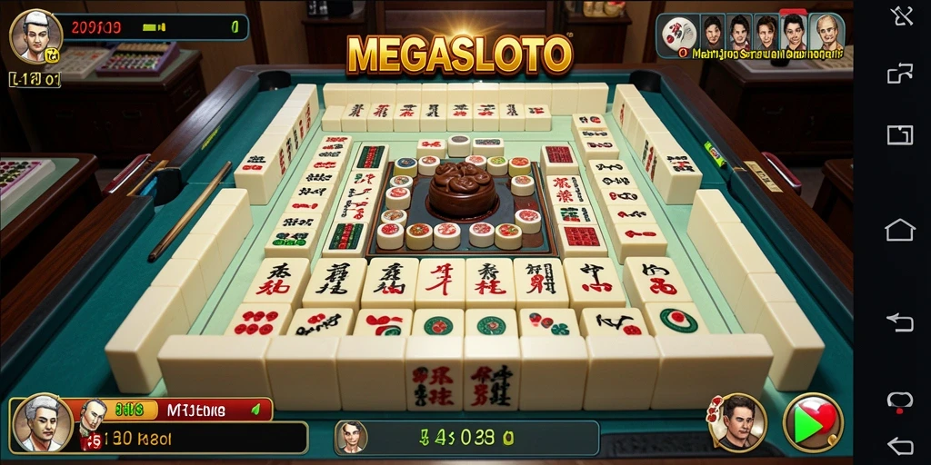 Screenshot gameplay MEGASLOTO menampilkan tantangan seru Mahjong.