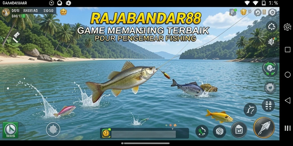Screenshot gameplay RAJABANDAR88 menunjukkan pengalaman memancing yang seru.
